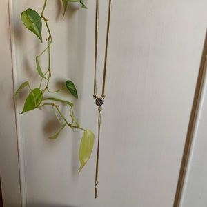 Kendra Scott Y necklace in platinum drusy and gold